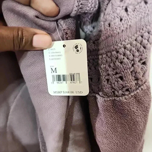 Free People Dune Bug Zipper Crochet Oversize Cardigan Jacket Size M NWT … - Picture 5 of 7